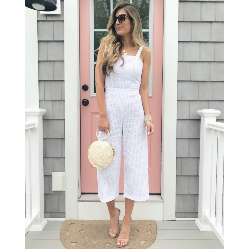 Banana Republic White Eyelet Cropped Jumpsuit 6
